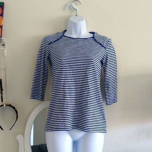 Who What Wear Striped Blue Top 3/4 Sleeve size XS